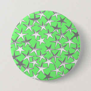 Chapa Redonda De 7 Cm Estrellas plateadas en verde lima