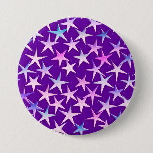 Chapa Redonda De 7 Cm Estrellas satinadas, lavanda en morado