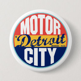 Chapa Redonda De 7 Cm Etiqueta del vintage de Detroit