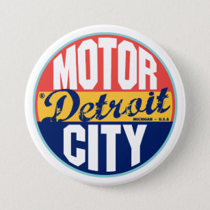 Chapa Redonda De 7 Cm Etiqueta del vintage de Detroit