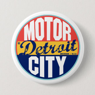 Chapa Redonda De 7 Cm Etiqueta del vintage de Detroit