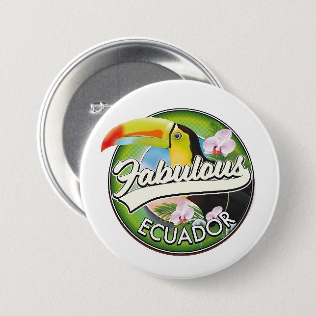 Chapa Redonda De 7 Cm Explora el logotipo fabuloso de Ecuador (Anverso y reverso)
