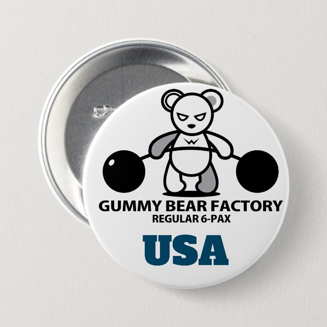 Chapa Redonda De 7 Cm Fábrica de Osos Gummy (gimnasio) (Anverso y reverso)