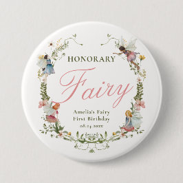 Chapa Redonda De 7 Cm Fairy First Vintage Floral Birday