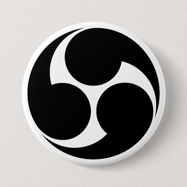 Chapa Redonda De 7 Cm [Family Crests] Right-rotating Mitsu-domoe (Anverso)