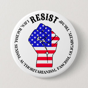 Chapa Redonda De 7 Cm Fascismo resistente, oligarquía y antiTrump