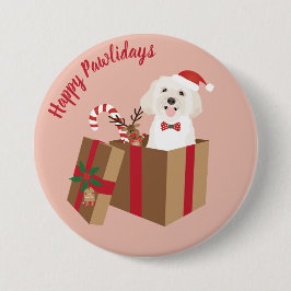 Chapa Redonda De 7 Cm Felices Pawlidays Maltipoo Christmas Present
