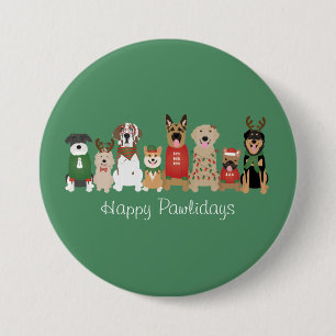 Chapa Redonda De 7 Cm Felices Pawlidays Perros Red Green