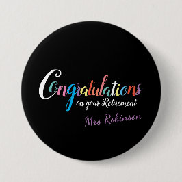 Chapa Redonda De 7 Cm Felicitaciones por jubilación de profesores