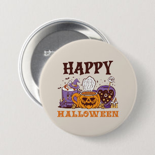 Chapa Redonda De 7 Cm Feliz café de Halloween Brew