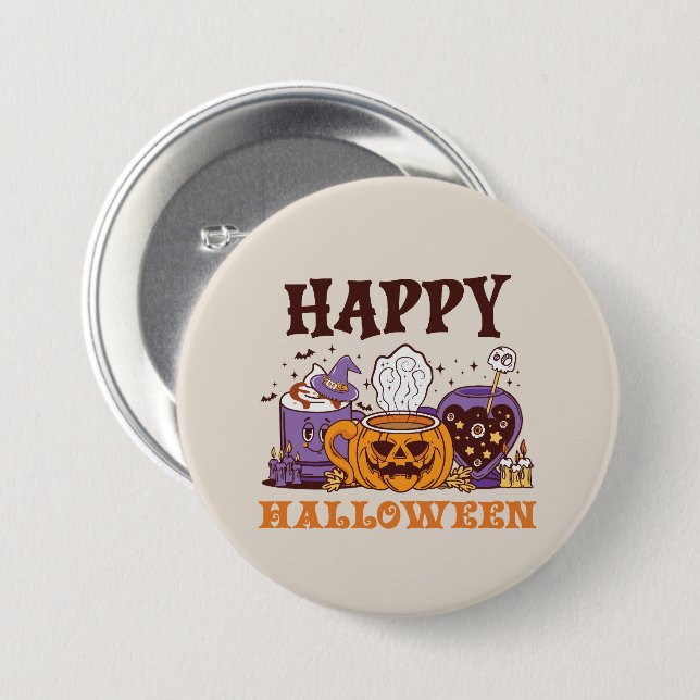 Chapa Redonda De 7 Cm Feliz café de Halloween Brew (Anverso y reverso)