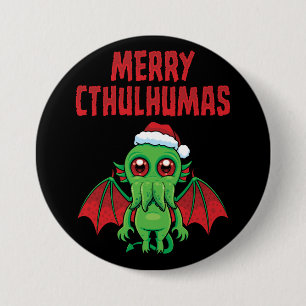 Chapa Redonda De 7 Cm Feliz Cthulhumas Saludos de la Temporada