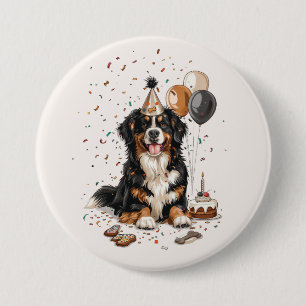 Chapa Redonda De 7 Cm Feliz cumpleaños Bernese Mountain Dog