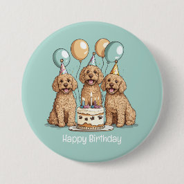 Chapa Redonda De 7 Cm Feliz cumpleaños Goldendoodle Dogs