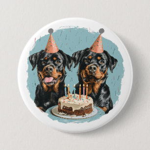 Chapa Redonda De 7 Cm Feliz cumpleaños Rottweiler Dogs