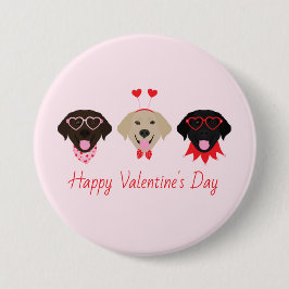 Chapa Redonda De 7 Cm Feliz Día de San Valentín a los perros Labrador Re