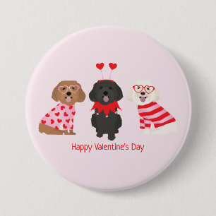 Chapa Redonda De 7 Cm Feliz Día de San Valentín Perros Maltipoo