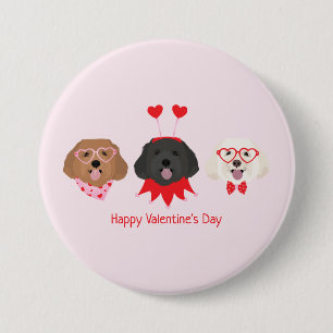Chapa Redonda De 7 Cm Feliz Día de San Valentín Perros Maltipoo