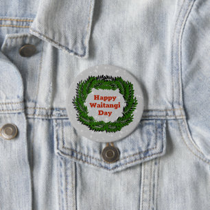 Chapa Redonda De 7 Cm Feliz Día de Waitangi Fern New Zealand Badge