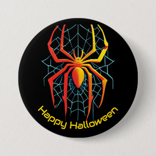 Chapa Redonda De 7 Cm Feliz Halloween Spider Web