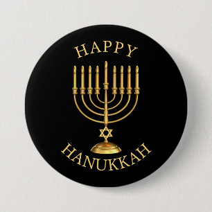 Chapa Redonda De 7 Cm Feliz Hanukkah