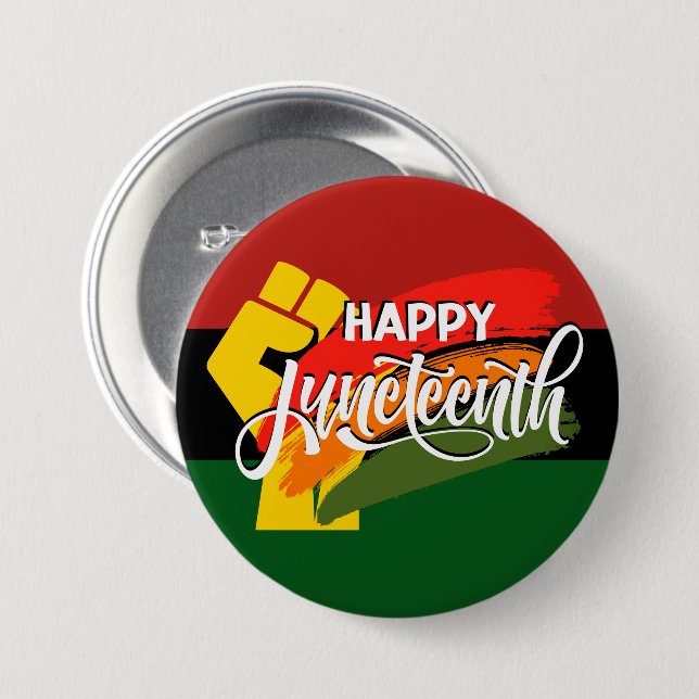 Chapa Redonda De 7 Cm FELIZ JUNETEENTH Panafricano (Anverso y reverso)