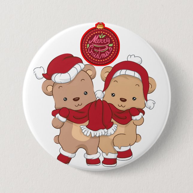 Chapa Redonda De 7 Cm Feliz Navidad** (Anverso)