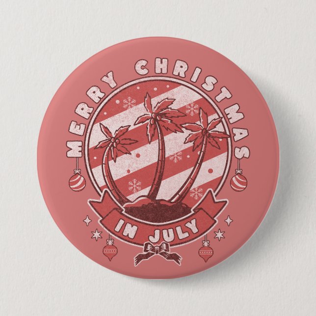 Chapa Redonda De 7 Cm Feliz Navidad en julio (Anverso)