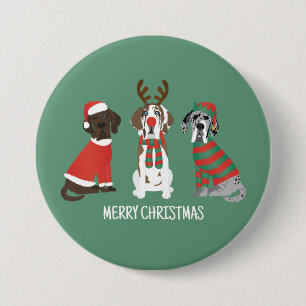 Chapa Redonda De 7 Cm Feliz Navidad Grandes perros daneses