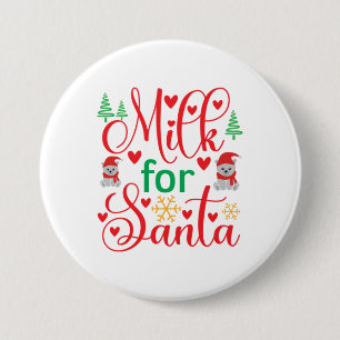 Chapa Redonda De 7 Cm Feliz Navidad Leche Para Santa