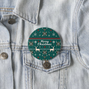 Chapa Redonda De 7 Cm Feliz Navidad patrón nórdico