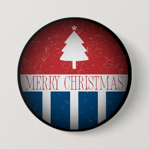 Chapa Redonda De 7 Cm Feliz Navidad Retro Patriótico