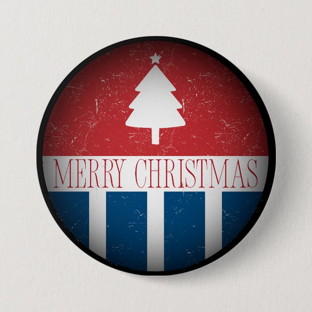 Chapa Redonda De 7 Cm Feliz Navidad Retro Patriótico  (Anverso)