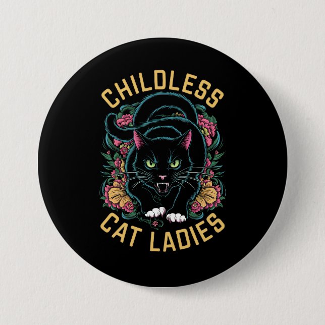 Chapa Redonda De 7 Cm Feminista de Cat Ladies 2024 (Anverso)