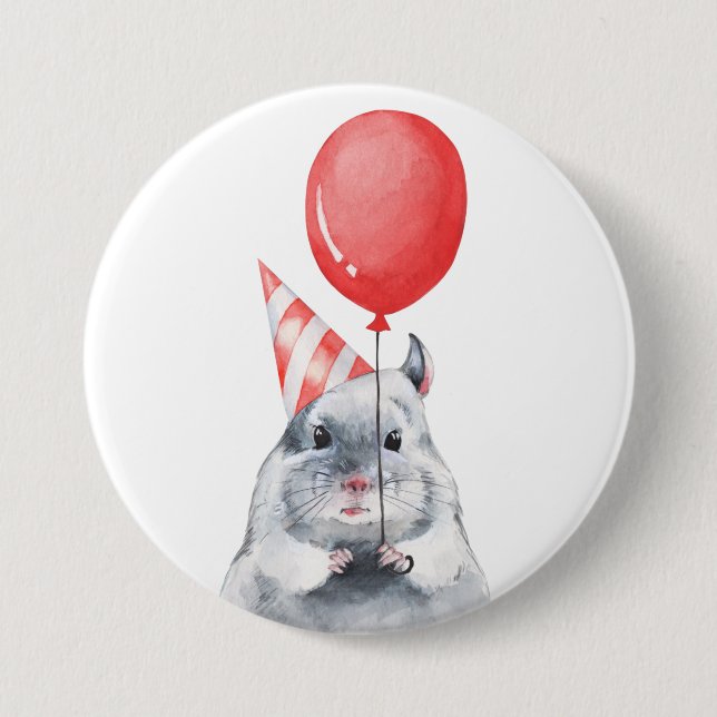 Chapa Redonda De 7 Cm Fiesta con chinchilla (Anverso)