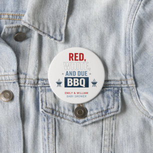 Chapa Redonda De 7 Cm Fiesta de Baby Shower 'Rojo, Blanco y BBQ Pendient