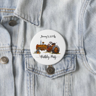 Chapa Redonda De 7 Cm Fiesta de cumpleaños de niños con diseño de tracto