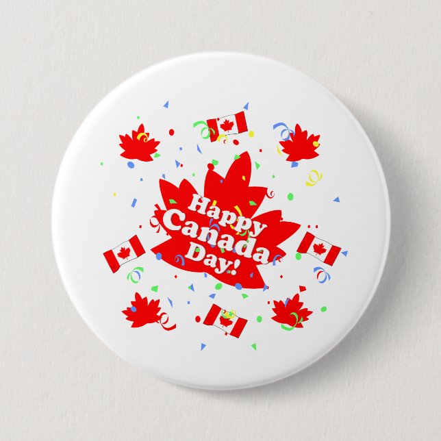 Chapa Redonda De 7 Cm Fiesta feliz del día de Canadá (Anverso)