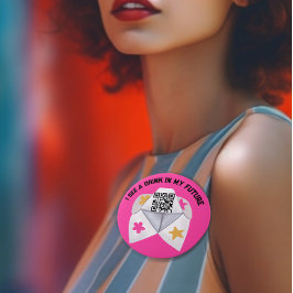 Chapa Redonda De 7 Cm fiesta Hot Pink de los 90 compra una bebida QR Cod
