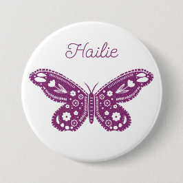 Chapa Redonda De 7 Cm Fiesta por el cumpleaños de la mariposa retro