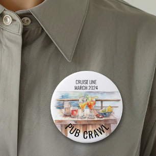 Chapa Redonda De 7 Cm Fiesta Pub Crawl Línea de Crucero Cócteles