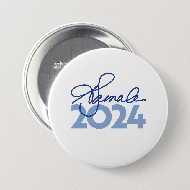 Chapa Redonda De 7 Cm Firma Kamala Harris 2024 (Anverso y reverso)