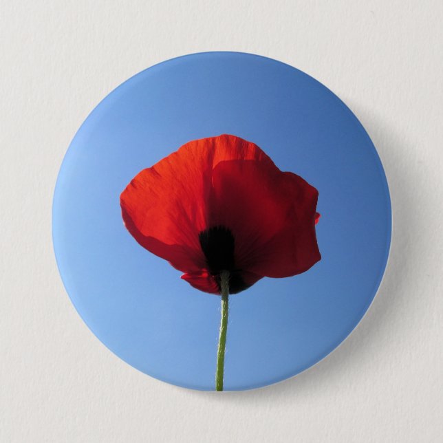 Chapa Redonda De 7 Cm Flair - Memorial Day Red Poppy Blue Sky (Anverso)