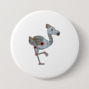 Chapa Redonda De 7 Cm Flamingo como Robot