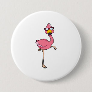Chapa Redonda De 7 Cm Flamingo con gafas de sol