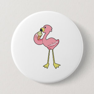 Chapa Redonda De 7 Cm Flamingo con helado Waffle