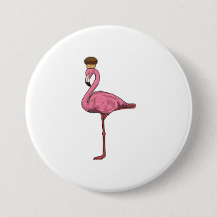Chapa Redonda De 7 Cm Flamingo con Muffin
