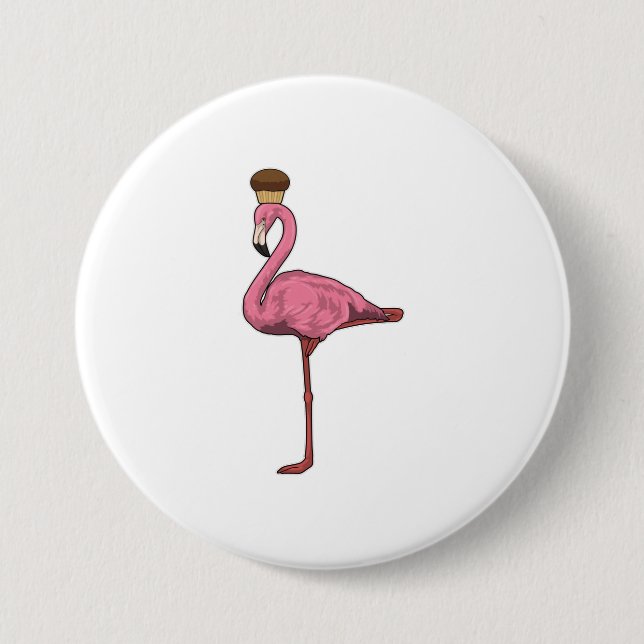 Chapa Redonda De 7 Cm Flamingo con Muffin (Anverso)