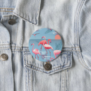 Chapa Redonda De 7 Cm Flamingos Patrón 1