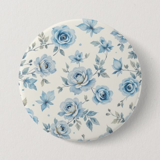 Chapa Redonda De 7 Cm Flor azul (Anverso)